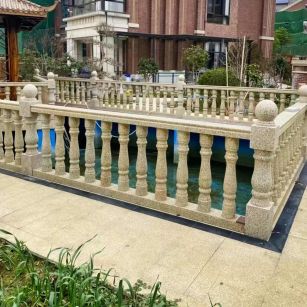 潍坊黄金麻花岗岩石材栏杆，扶手，将军柱，花瓶柱