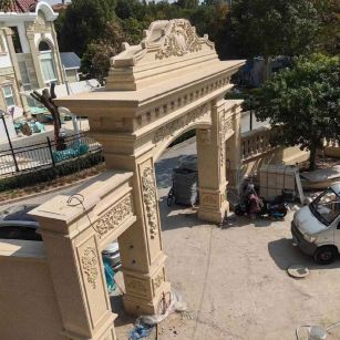 潍坊 黄金麻荔枝面花岗岩别墅门楼