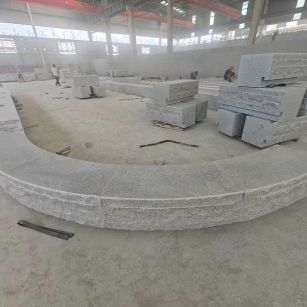 潍坊 芝麻白异形坐凳，自然面光面弧形加工