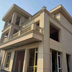 潍坊 黄金麻花岗岩石材荔枝面外墙干挂效果展示