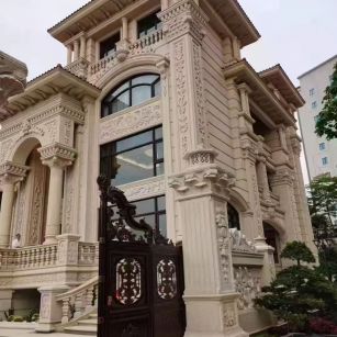 潍坊 黄金麻花岗岩别墅外墙干挂效果展示